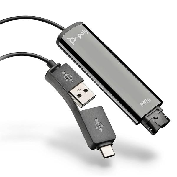 ADAPTADOR PLANTRONIC POLY DA75 USB-A Y USB-C PARA AURICULAR 786C6AA