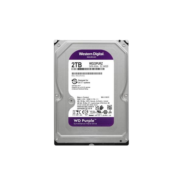HD INTERNO 2TB WESTERN DIGITAL PURPURA WD23PURZ 3.5 PULG SATA III 5400 RPM 256MB CACHE MORADO