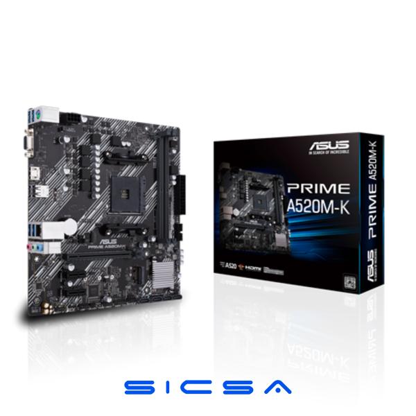TARJETA MADRE ASUS PRIME A520M-K AM4 DDR4 90MB1500-M0EAY0 NEGRO