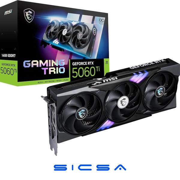 TARJETA DE VIDEO MSI GEFORCE RTX 5060 TI 16G GAMING TRIO OC GDDR7 2662 MHZ 912-V535-030 NEGRO