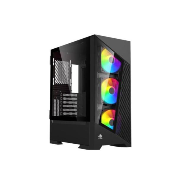 CASE EAGLE WARRIOR CG10AJRA001C MID TOWER 3 VENTILADORES CON VIDRIO FRONTAL Y LATERAL