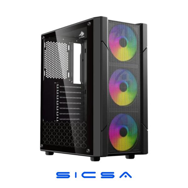 CASE EAGLE WARRIOR CG14ALRA001C MID TOWER VENTILADORES 3 DE 120MM CON VIDRIO LATERAL NEGRO