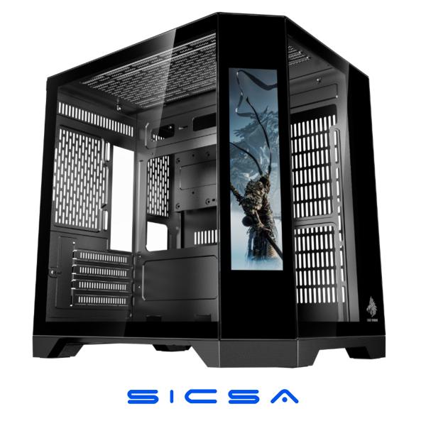 CASE EAGLE WARRIOR CG01KVRA001C MINI TOWER SIN VENTILACION INCLUIDA CON VIDRIO TEMPLADO LATERAL SIN FUENTE CON PANTALLA DE 9.16" NEGRO