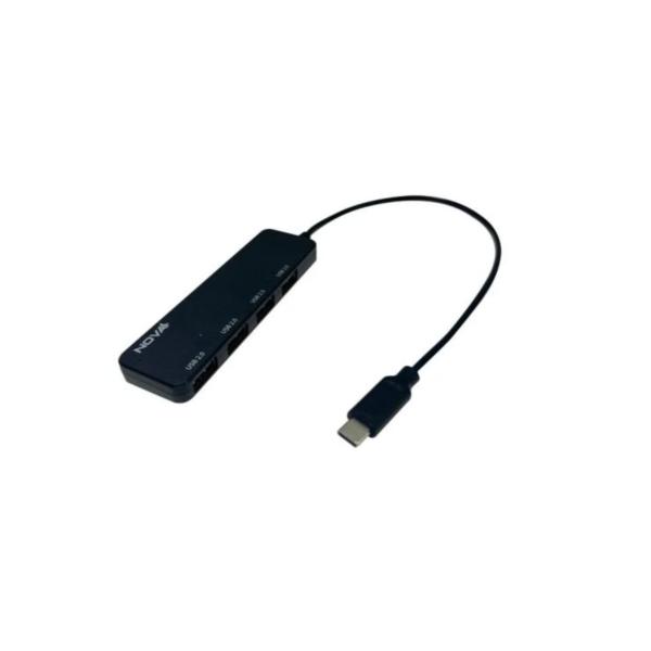HUB NOVA AHB1S240001C 5 EN 1 USB-C 4 PUERTOS UBS-A 2.0 480MBPS NEGRO
