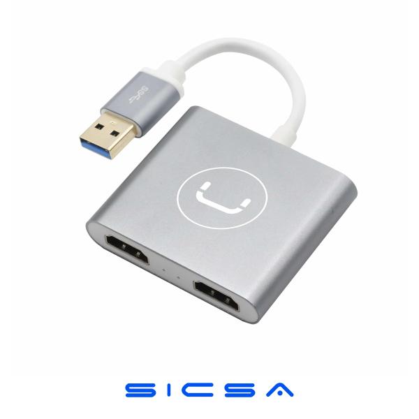 HUB UNNO TEKNO HB1102SV USB-A 2 PUERTOS HDMI PLATEADO
