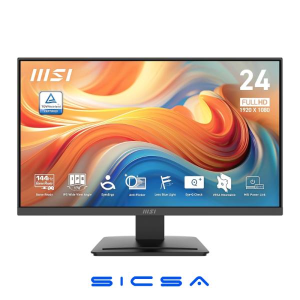 MONITOR GAMING MSI PRO MP243L E14 23.8 PLANO 1920 X 1080 144HZ ANTI-GLARE HDMI Y D-SUB 9S6-3PE1CH-005 NEGRO