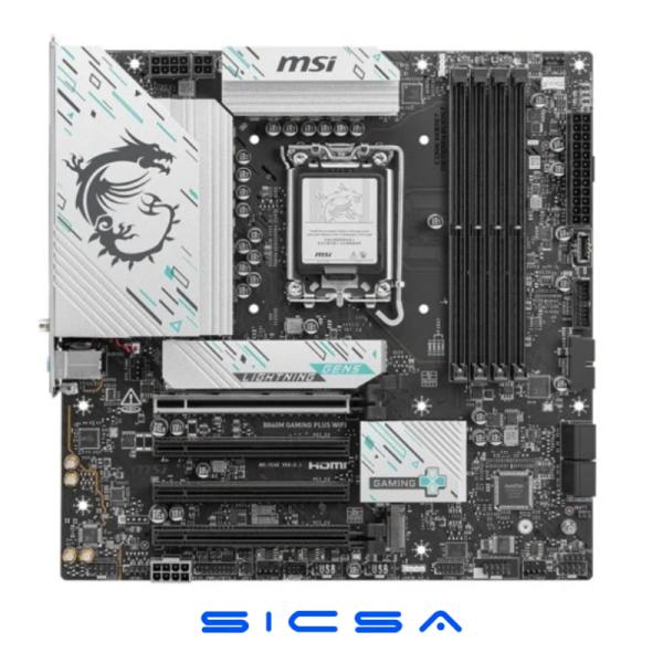TARJETA MADRE MSI B860M GAMING PLUS WIFI LGA1851 ATX DDR5 911-7E42-003 NEGRO / BLANCO