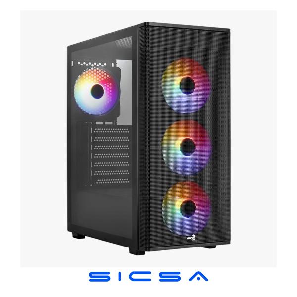 CASE GAMING RGB AEROCOOL DESIGNER-G-BK-V2 VENTILADORES 4 DE 120MM CON VIDRIO LATERAL Y MALLA FRONTAL ACCM-ES05143.11 NEGRO