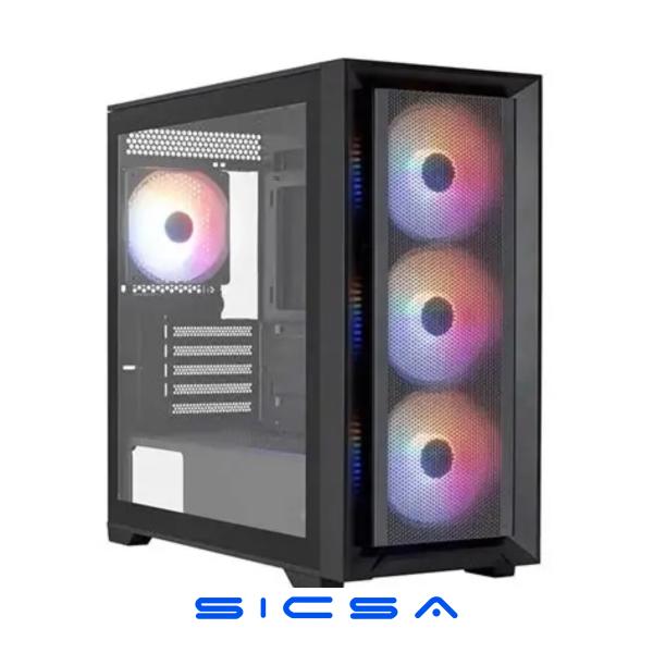 CASE GAMING RGB AEROCOOL TERN MINI MINI TOWER VENTILADORES 4 DE 120MM CON VIDRIO LATERAL Y MALLA FRONTAL TERN MINI-G-BK-V1 ACCS-ES04043.11 NEGRO