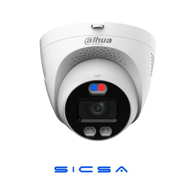 CÁMARA DOMO, 5 MPX, TIOC, AUDIO, FULL COLOR, SIRENA, LUZ AZUL Y ROJO DH-HAC-ME1509TQN-A-PV
