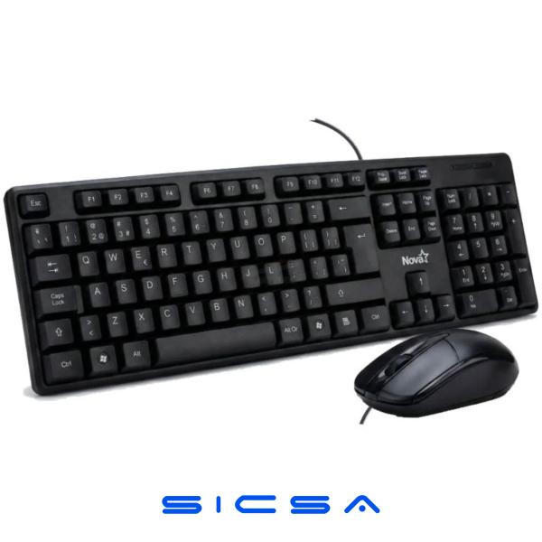 TECLADO Y MOUSE NOVA KB3782U0001C ALÁMBRICO USB