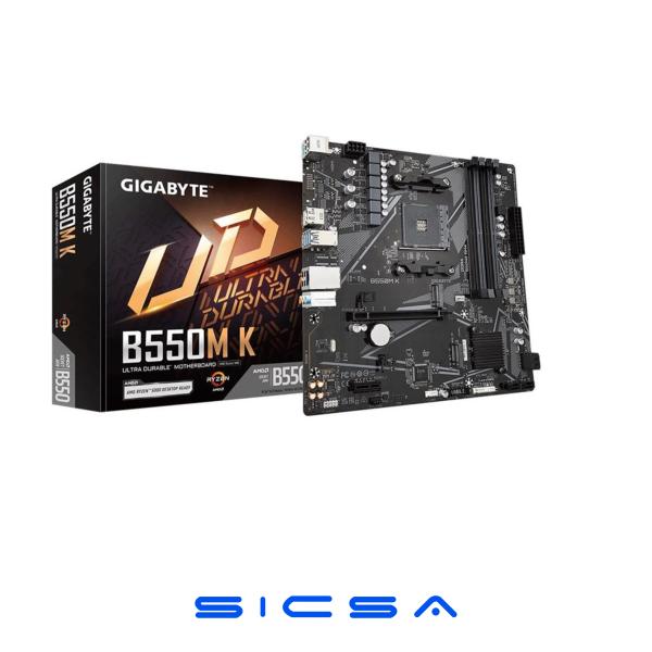 TARJETA MADRE GIGABYTE B550M K AM4 MICRO-ATX DDR4 NEGRO