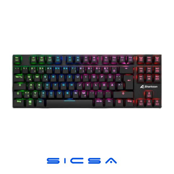 TECLADO GAMING RGB SHARKOON PUREWRITER MECÁNICO ALÁMBRICO USB INGLÉS SWITCH AZUL 4044951021482 NEGRO