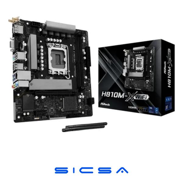 TARJETA MADRE ASROCK H810M-X WIFI LGA1851 MICRO ATX DDR5 NEGRO