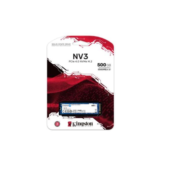 HD INTERNO SOLIDO 500GB KINGSTON NV3 M.2 2280 PCIE GEN4 X4 5000MB/S / 3000MB/S SNV3S/500G AZUL