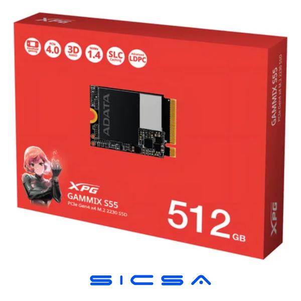 HD INTERNO SOLIDO 512GB ADATA XPG GAMMIX S55 M.2 2230 PCIE GEN4 X4 5000MB/S / 3000MB/S SGAMMIXS55-512G-C NEGRO