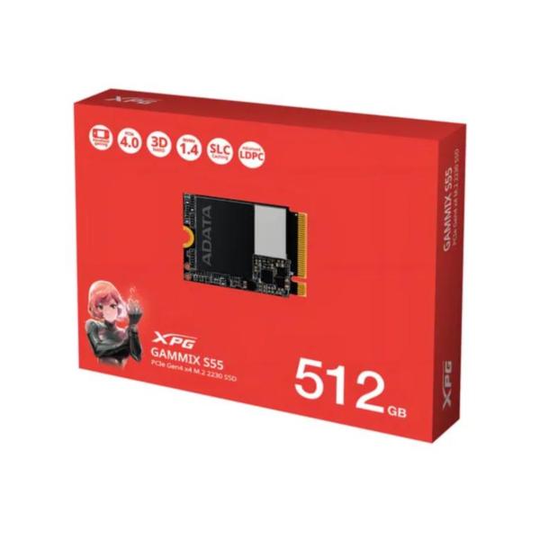 HD INTERNO SOLIDO 512GB ADATA XPG GAMMIX S55 M.2 2230 PCIE GEN4 X4 5000MB/S / 3000MB/S SGAMMIXS55-512G-C NEGRO