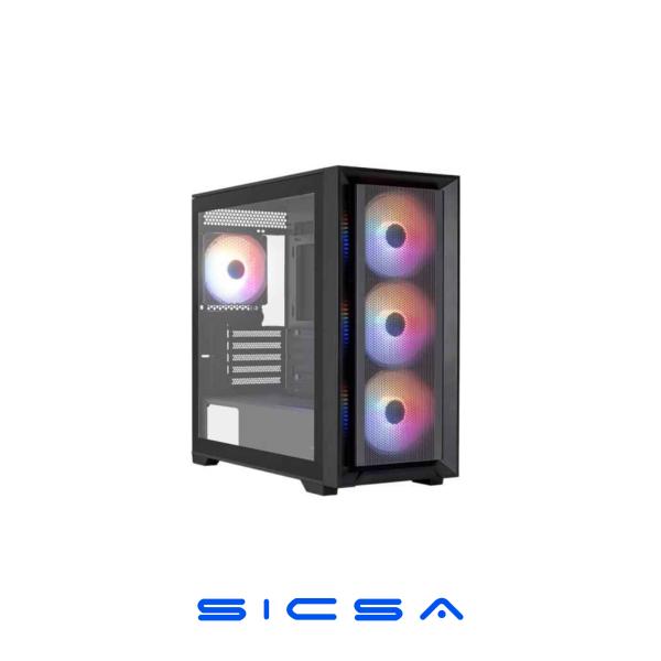 CASE GAMING RGB AEROCOOL TERN MINI MINI TOWER VENTILADORES 4 DE 120MM CON VIDRIO LATERAL Y MALLA FRONTAL TERN MINI-G-BK-V2 NEGRO