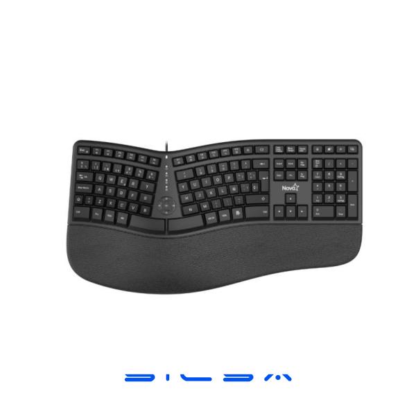 TECLADO NOVA ERGONOMICO KMYV82U0001C MEMBRANA ALÁMBRICO USB ESPAÑOL NEGRO
